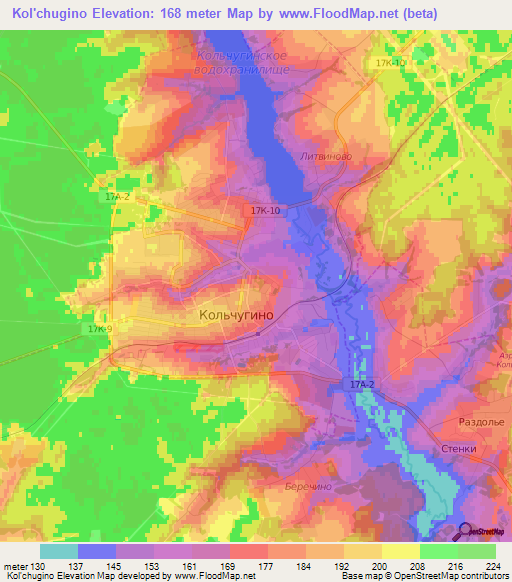 Kol'chugino,Russia Elevation Map