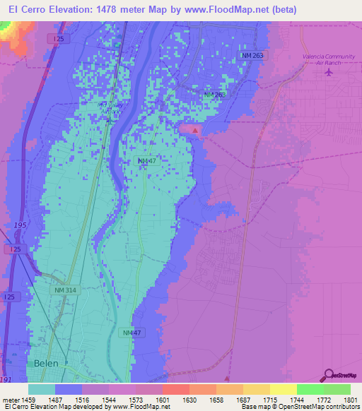 El Cerro,US Elevation Map