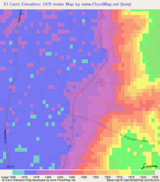 El Cerro,US Elevation Map