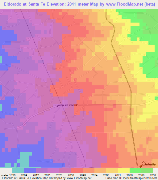 Eldorado at Santa Fe,US Elevation Map