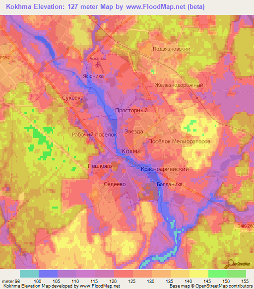 Kokhma,Russia Elevation Map