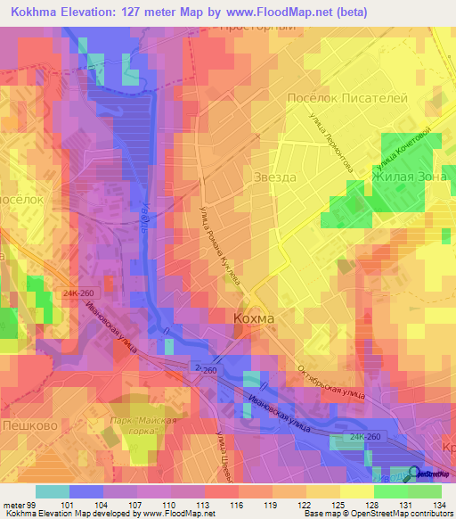 Kokhma,Russia Elevation Map