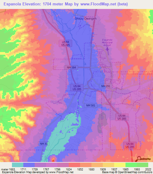 Espanola,US Elevation Map