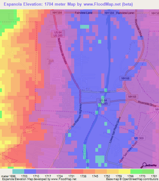 Espanola,US Elevation Map