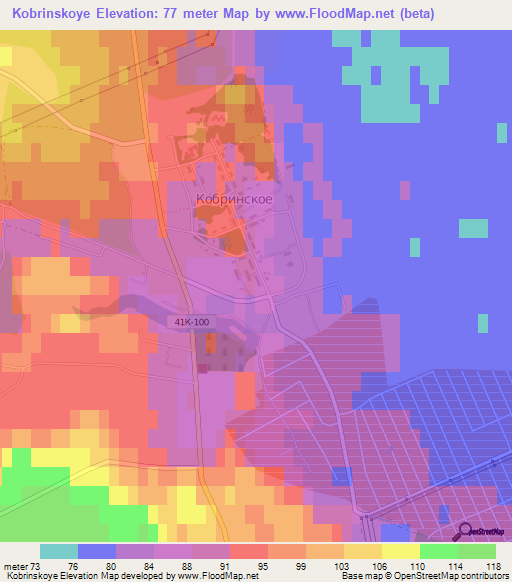 Kobrinskoye,Russia Elevation Map