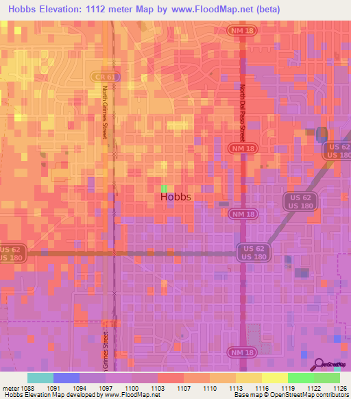 Hobbs,US Elevation Map