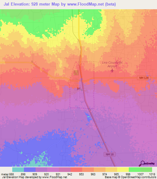 Jal,US Elevation Map