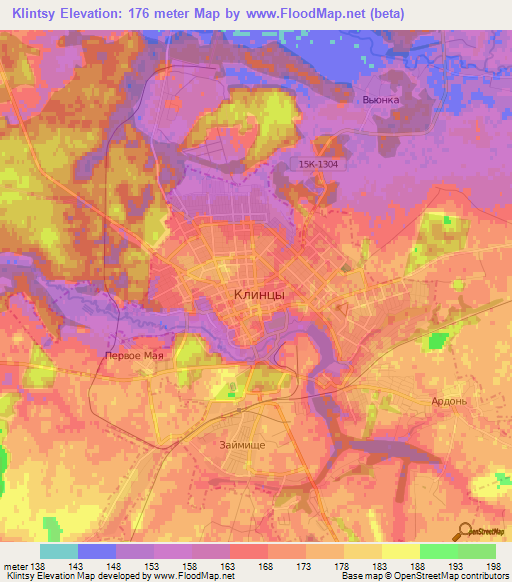 Klintsy,Russia Elevation Map