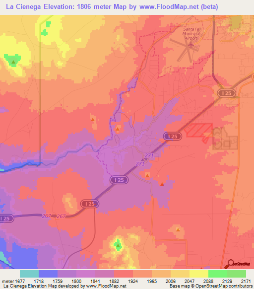 La Cienega,US Elevation Map