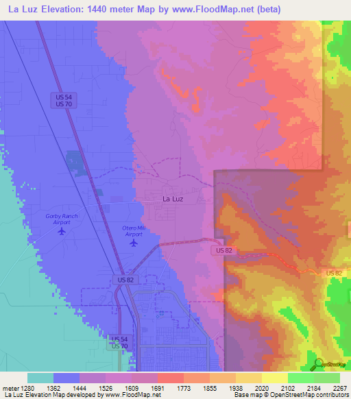 La Luz,US Elevation Map