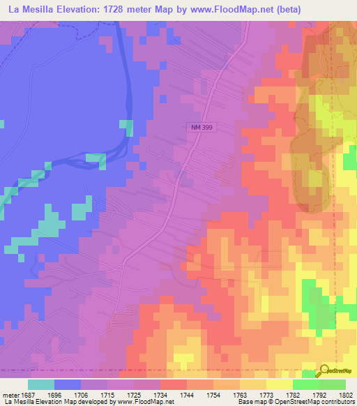 La Mesilla,US Elevation Map