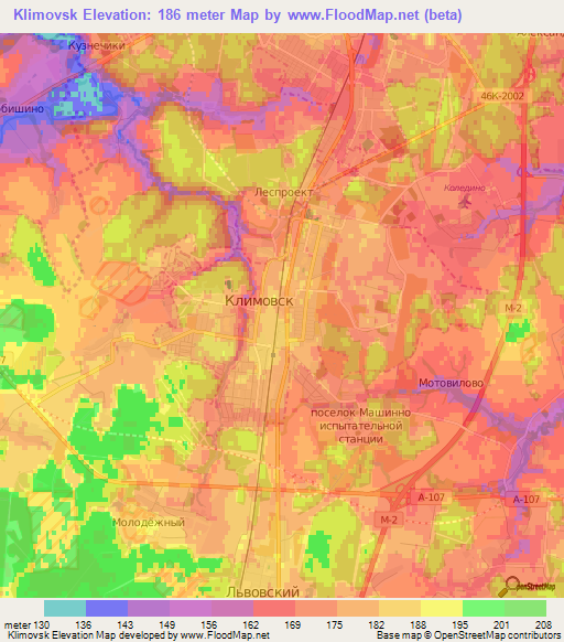 Klimovsk,Russia Elevation Map