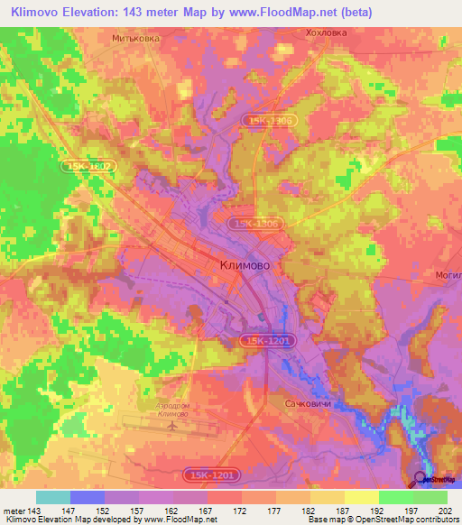 Klimovo,Russia Elevation Map