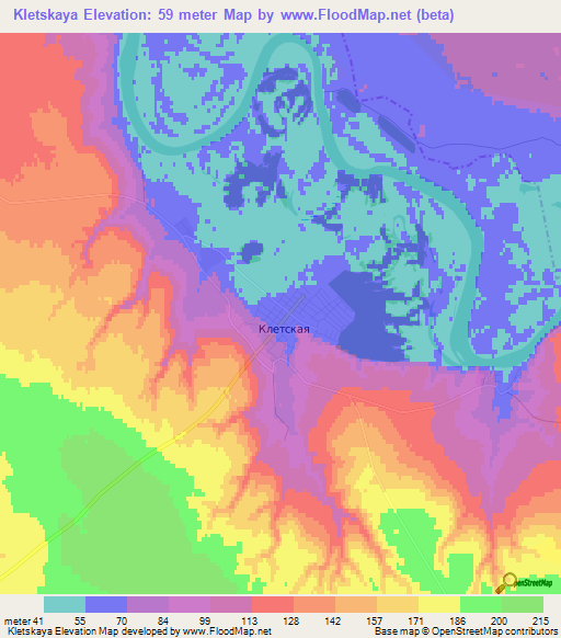 Kletskaya,Russia Elevation Map