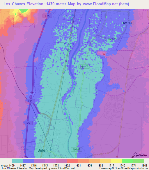 Los Chaves,US Elevation Map