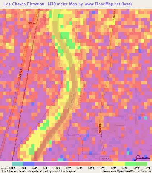 Los Chaves,US Elevation Map