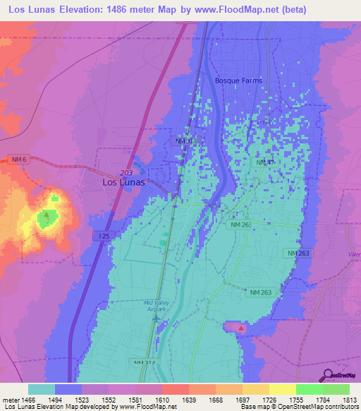 Los Lunas,US Elevation Map