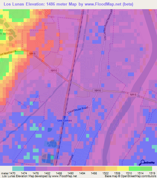 Los Lunas,US Elevation Map