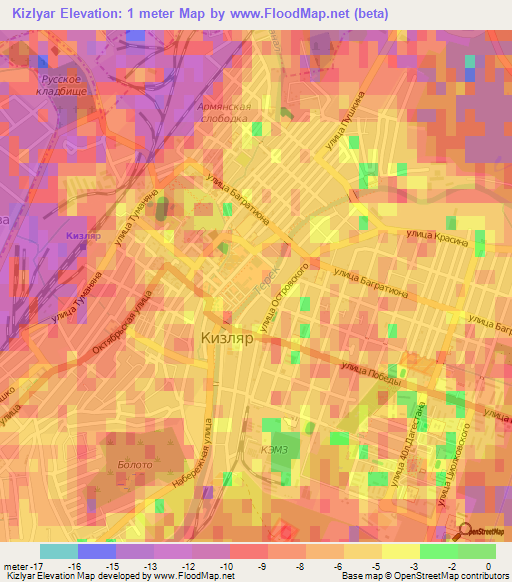 Kizlyar,Russia Elevation Map