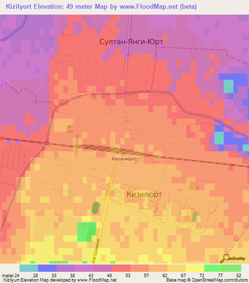 Kizilyurt,Russia Elevation Map