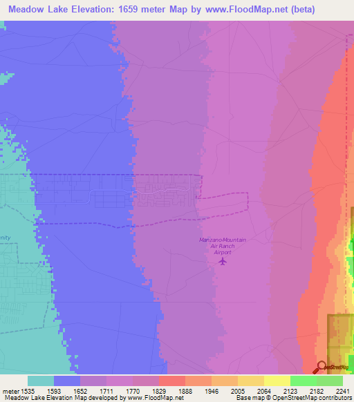 Meadow Lake,US Elevation Map