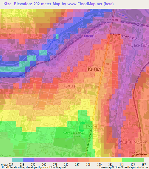 Kizel,Russia Elevation Map