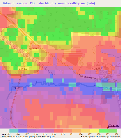 Kitovo,Russia Elevation Map