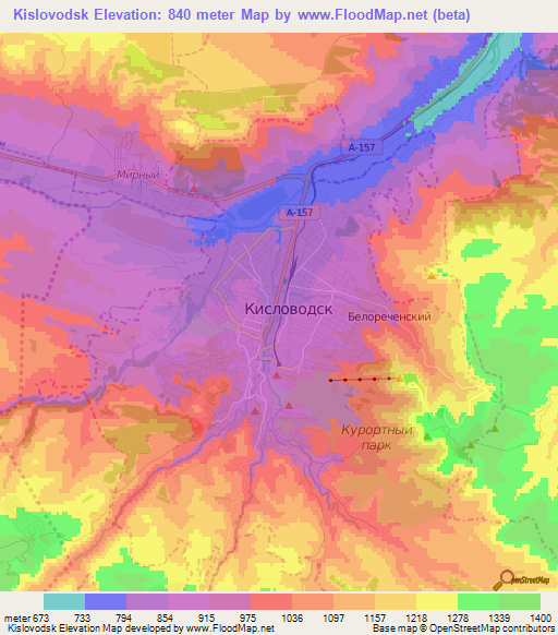 Kislovodsk,Russia Elevation Map