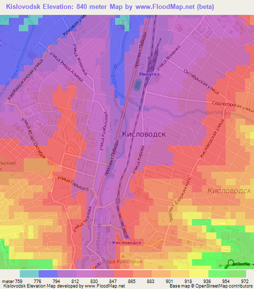 Kislovodsk,Russia Elevation Map