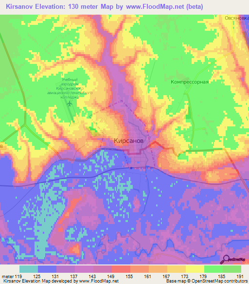 Kirsanov,Russia Elevation Map