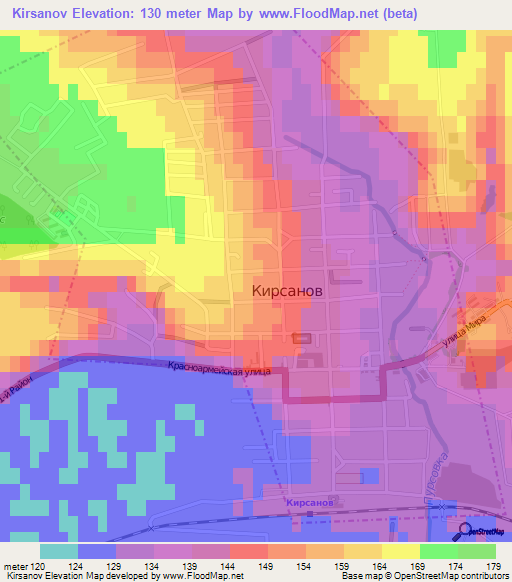 Kirsanov,Russia Elevation Map