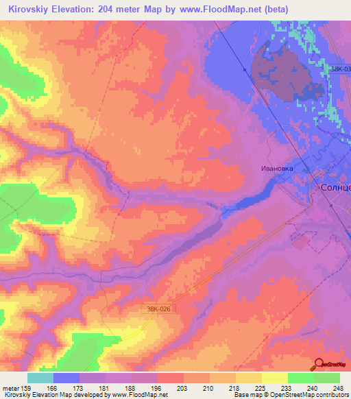 Kirovskiy,Russia Elevation Map