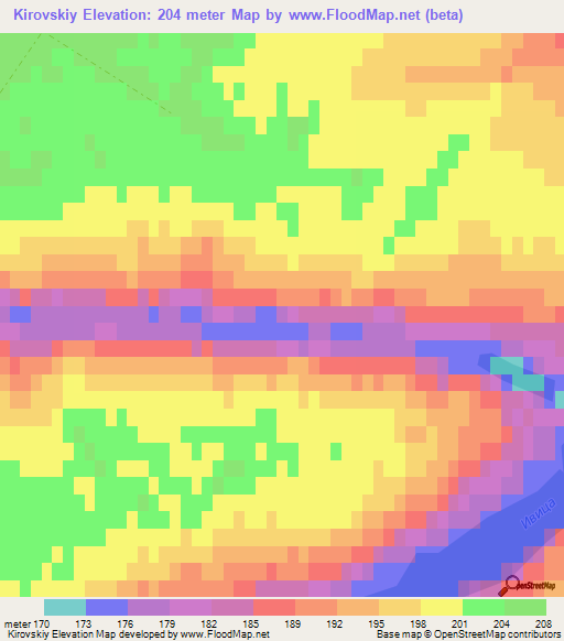 Kirovskiy,Russia Elevation Map