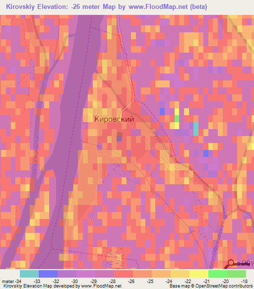 Kirovskiy,Russia Elevation Map