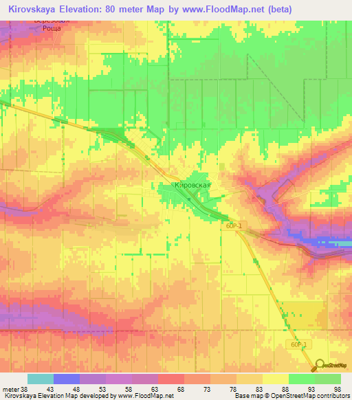 Kirovskaya,Russia Elevation Map