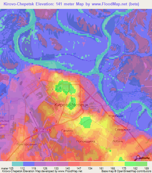 Kirovo-Chepetsk,Russia Elevation Map