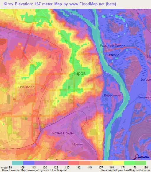 Kirov,Russia Elevation Map