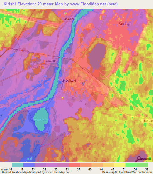 Kirishi,Russia Elevation Map