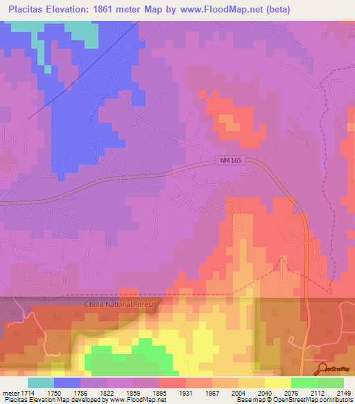 Placitas,US Elevation Map