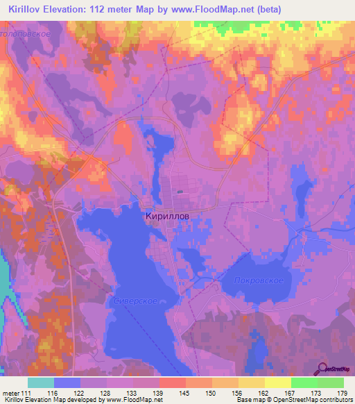 Kirillov,Russia Elevation Map