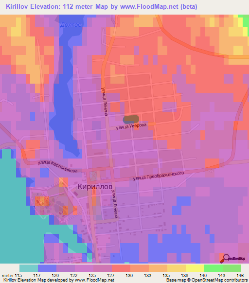 Kirillov,Russia Elevation Map