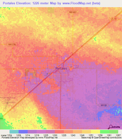 Portales,US Elevation Map