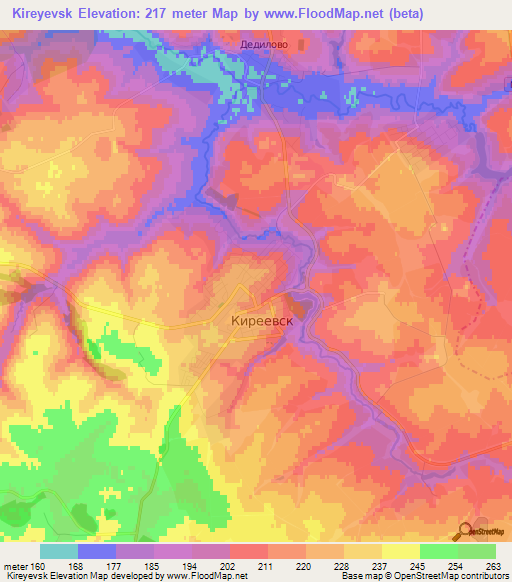 Kireyevsk,Russia Elevation Map