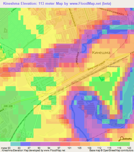 Kineshma,Russia Elevation Map