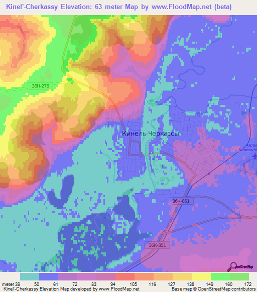 Kinel'-Cherkassy,Russia Elevation Map