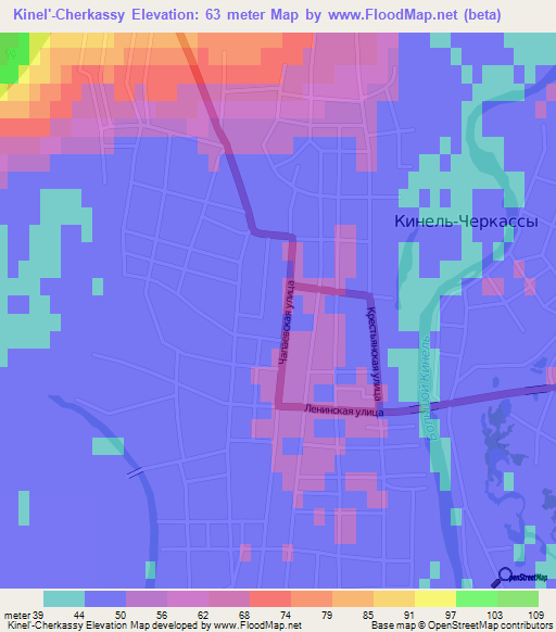 Kinel'-Cherkassy,Russia Elevation Map