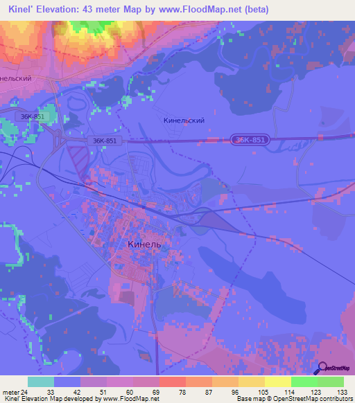 Kinel',Russia Elevation Map