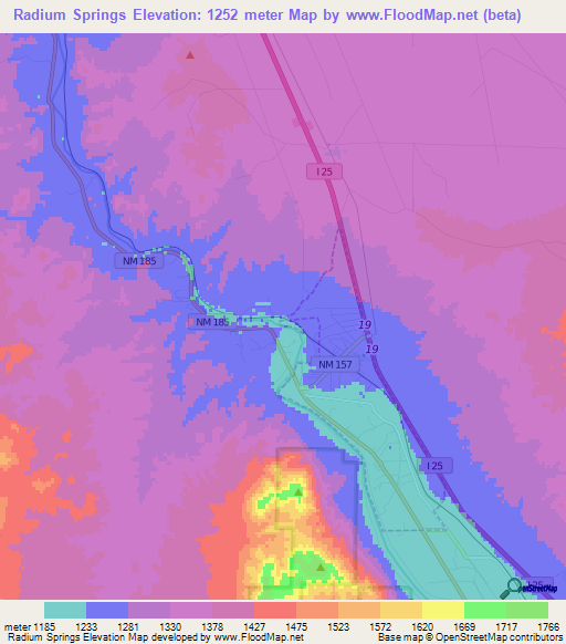 Radium Springs,US Elevation Map