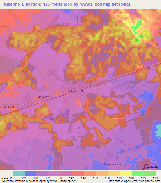 Kikerino,Russia Elevation Map