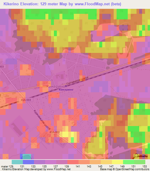 Kikerino,Russia Elevation Map